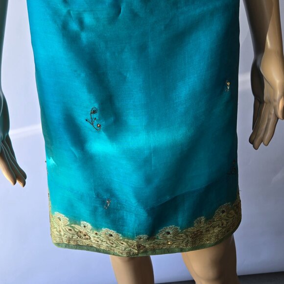 Vintage Turquoise A-line Skirt | Roselani Jasmin | Size X-Large - Picture 4 of 9